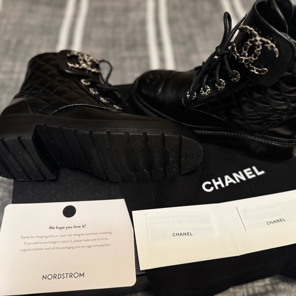 Authentic Chanel Brave Boot 37 Black Calfskin Leather - Picture 7 of 11